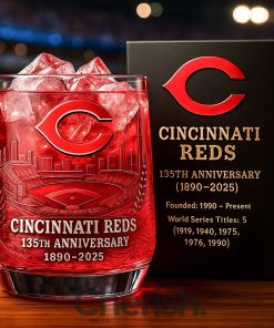 Cincinnati Reds 135th Anniversary Whiskey Glass