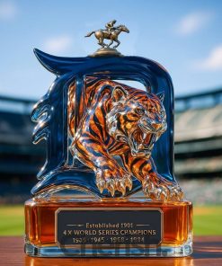 Detroit Tigers ‘Fierce Tiger Head’ 4x World Series Champions Whiskey Bottle