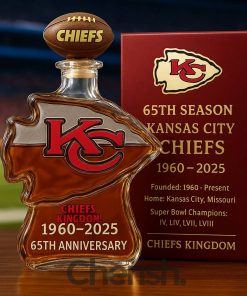 Kansas City Chiefs 65th Season Chiefs Kingdom Whiskey Bottle