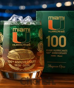 Miami Hurricanes 100th Anniversary Whiskey Glass