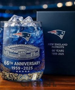 New England Patriots 66th Anniversary Whiskey Glass