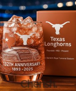 Texas Longhorns 132th Anniversary Whiskey Glass