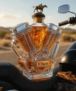 V-Class Motorcycle Engine ‘Unleaded’ Glass Whiskey Bottle