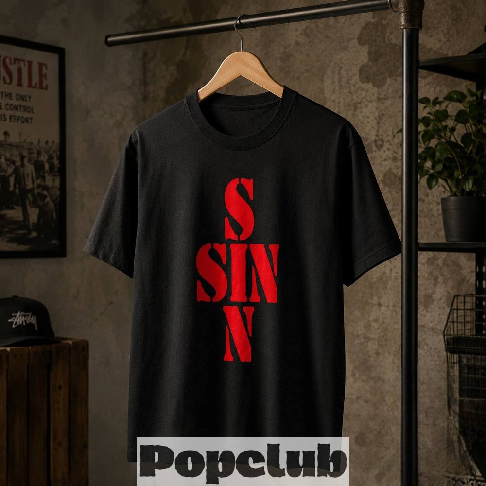21 Savage In NYC SINN Red Sin Cross Typography T-Shirt 21 Savage In NYC SINN Red Sin Cross Typography T-Shirt