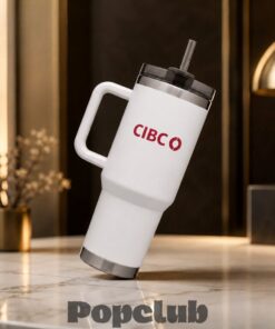 CIBC Logo Insulated Travel Tumbler with Handle and Straw 2026