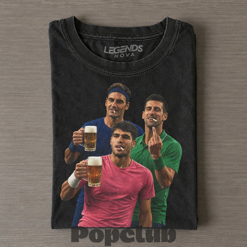 Carlos Alcaraz & Roger Federer & Novak Djokovic 2026 Vintage Tee Carlos Alcaraz & Roger Federer & Novak Djokovic 2026 Vintage Tee