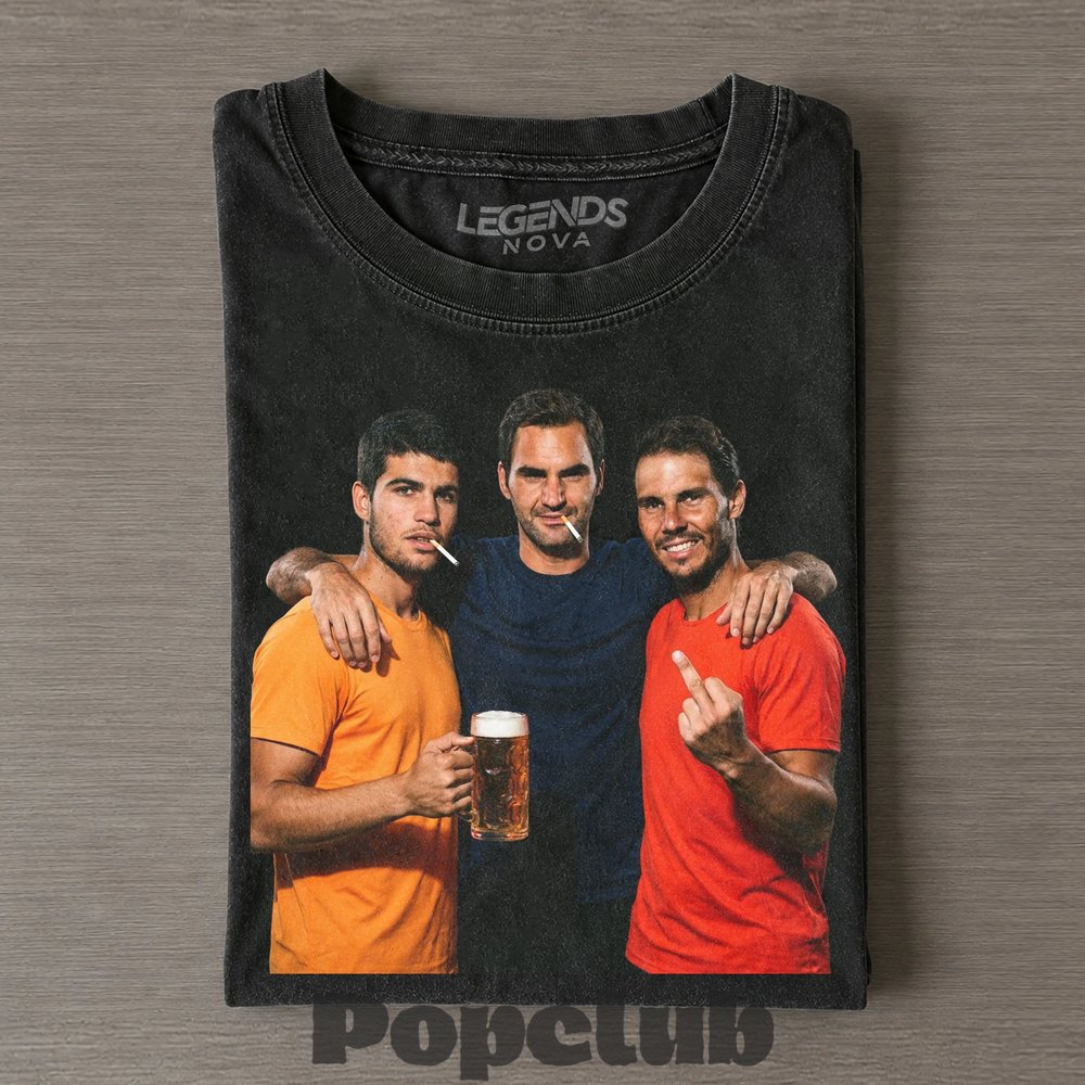 Carlos Alcaraz & Roger Federer & Rafael Nadal 2026 Vintage Tee Carlos Alcaraz & Roger Federer & Rafael Nadal 2026 Vintage Tee