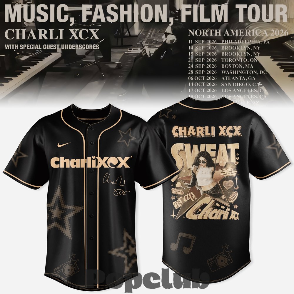 Charli XCX Music, Fashion, Film Tour 2026 Baseball Jersey Charli XCX Music, Fashion, Film Tour 2026 Baseball Jersey