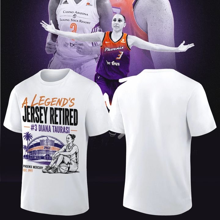Diana Taurasi White Phoenix Mercury 20 Years 1 Team Portrait T-Shirt Diana Taurasi White Phoenix Mercury 20 Years 1 Team Portrait T-Shirt