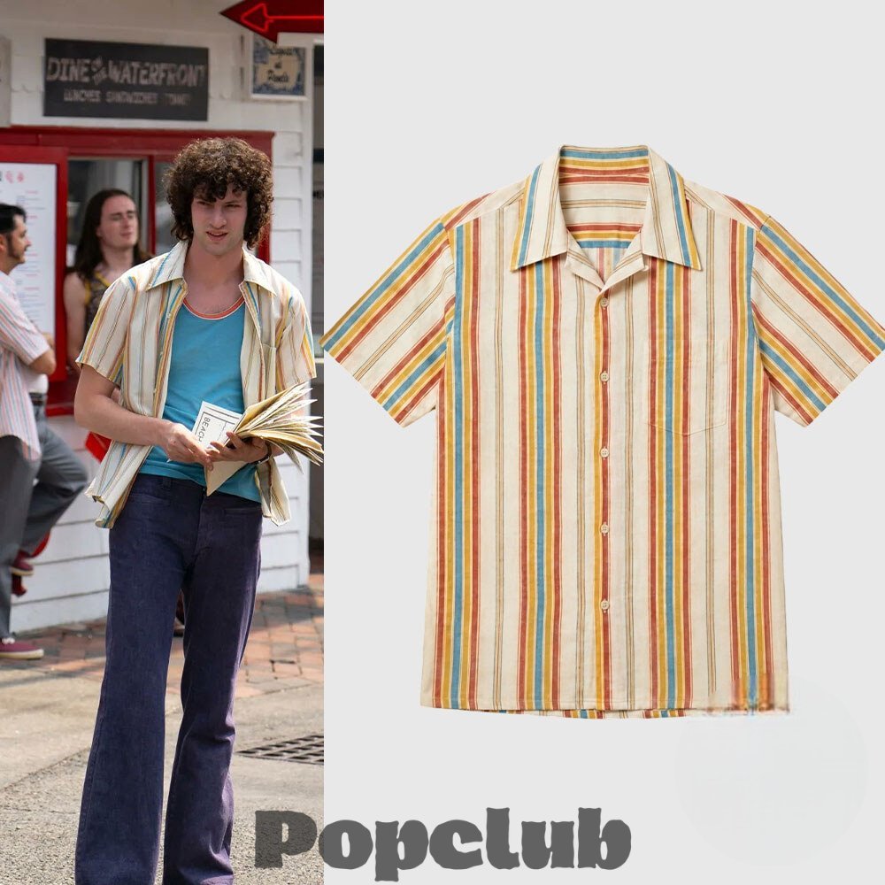 Dominic Sessa Tony Movie 70s Vintage Stripe Hawaiian Shirt Dominic Sessa Tony Movie 70s Vintage Stripe Hawaiian Shirt