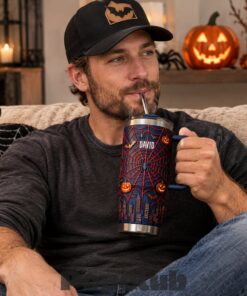 Halloween Spider Web Pumpkin Spooky Custom Tumbler