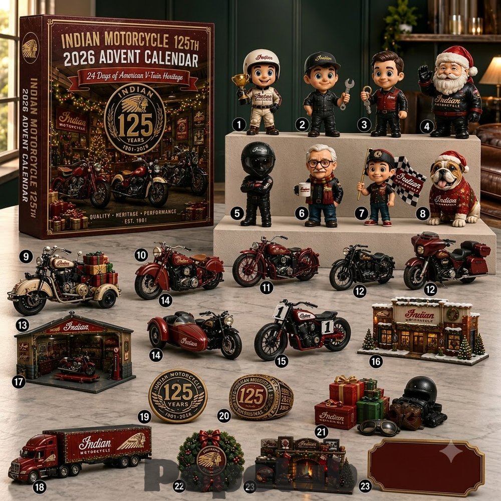 Indian Motorcycle 125th Anniversary 2026 Advent Calendar 24 Days of V-Twin Collectibles Indian Motorcycle 125th Anniversary 2026 Advent Calendar 24 Days of V-Twin Collectibles