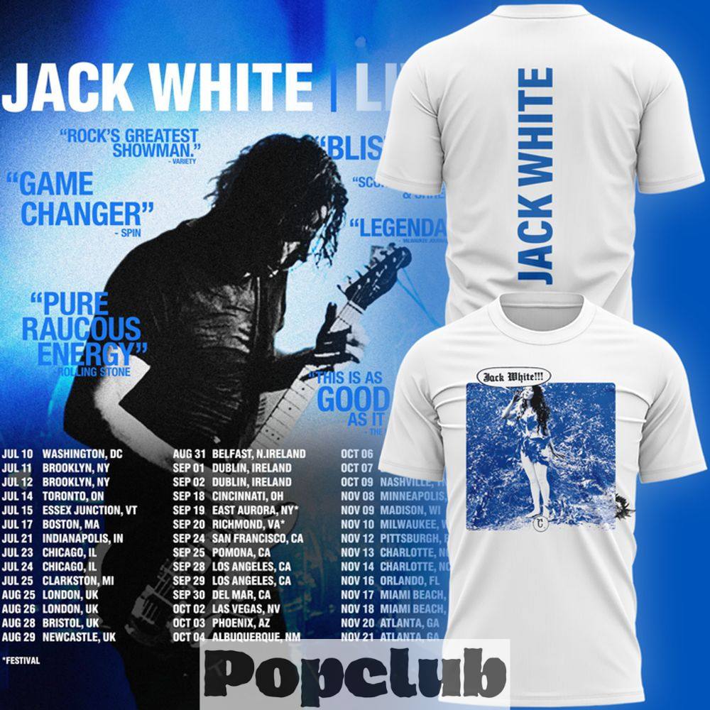 Jack White Live 2026 Tour Limited Edition White T-Shirt Jack White Live 2026 Tour Limited Edition White T-Shirt