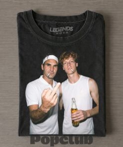 Jannik Sinner & Roger Federer 2026 Vintage Smoke and Drunk Tee