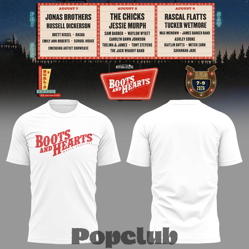 Jonas Brothers Boots And Hearts Festival 2026 2D T-Shirt Jonas Brothers Boots And Hearts Festival 2026 2D T-Shirt