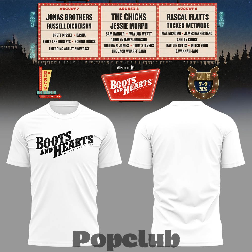 Jonas Brothers Boots And Hearts Festival 2026 2D T-Shirt Jonas Brothers Boots And Hearts Festival 2026 2D T-Shirt