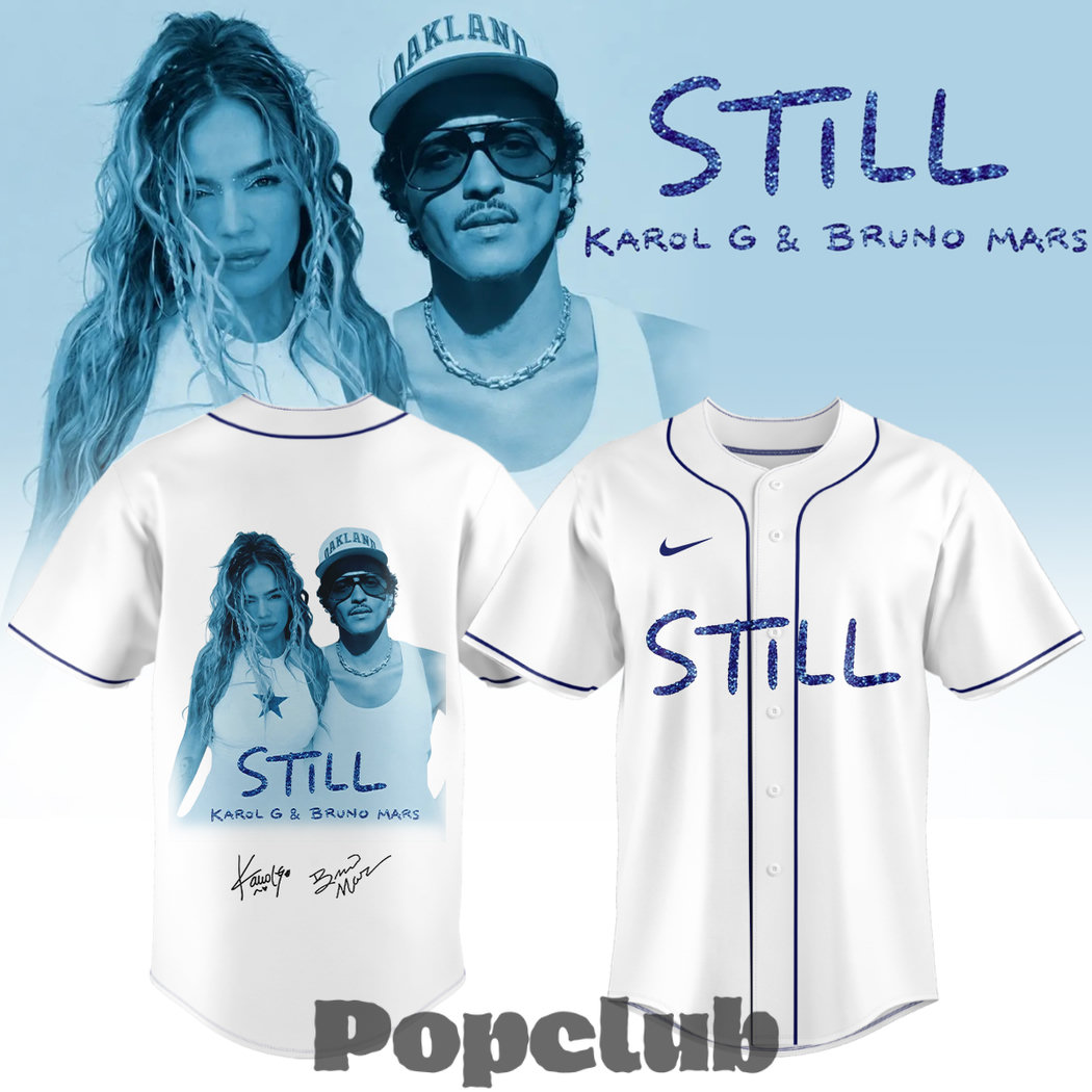 Karol G & Bruno Mars “STILL” Limited Edition Signature Baseball Jersey Karol G & Bruno Mars “STILL” Limited Edition Signature Baseball Jersey
