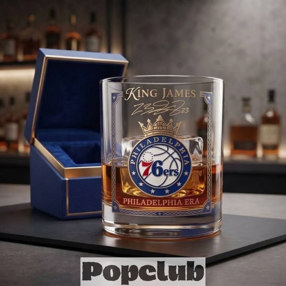 LeBron James NBA Philadelphia 76ers Whiskey Glass LeBron James NBA Philadelphia 76ers Whiskey Glass