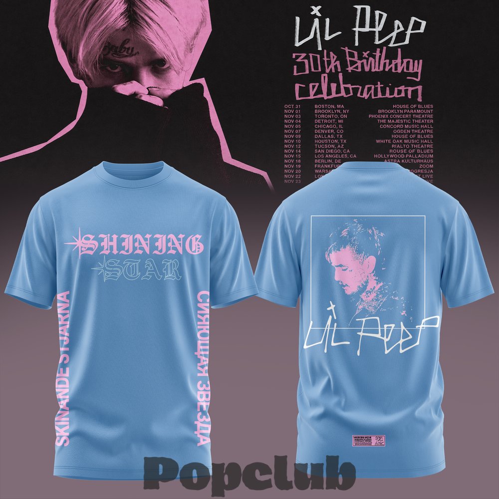 Lil Peep 30th Birthday Celebration 2026 Tour 3D T-Shirt Lil Peep 30th Birthday Celebration 2026 Tour 3D T-Shirt