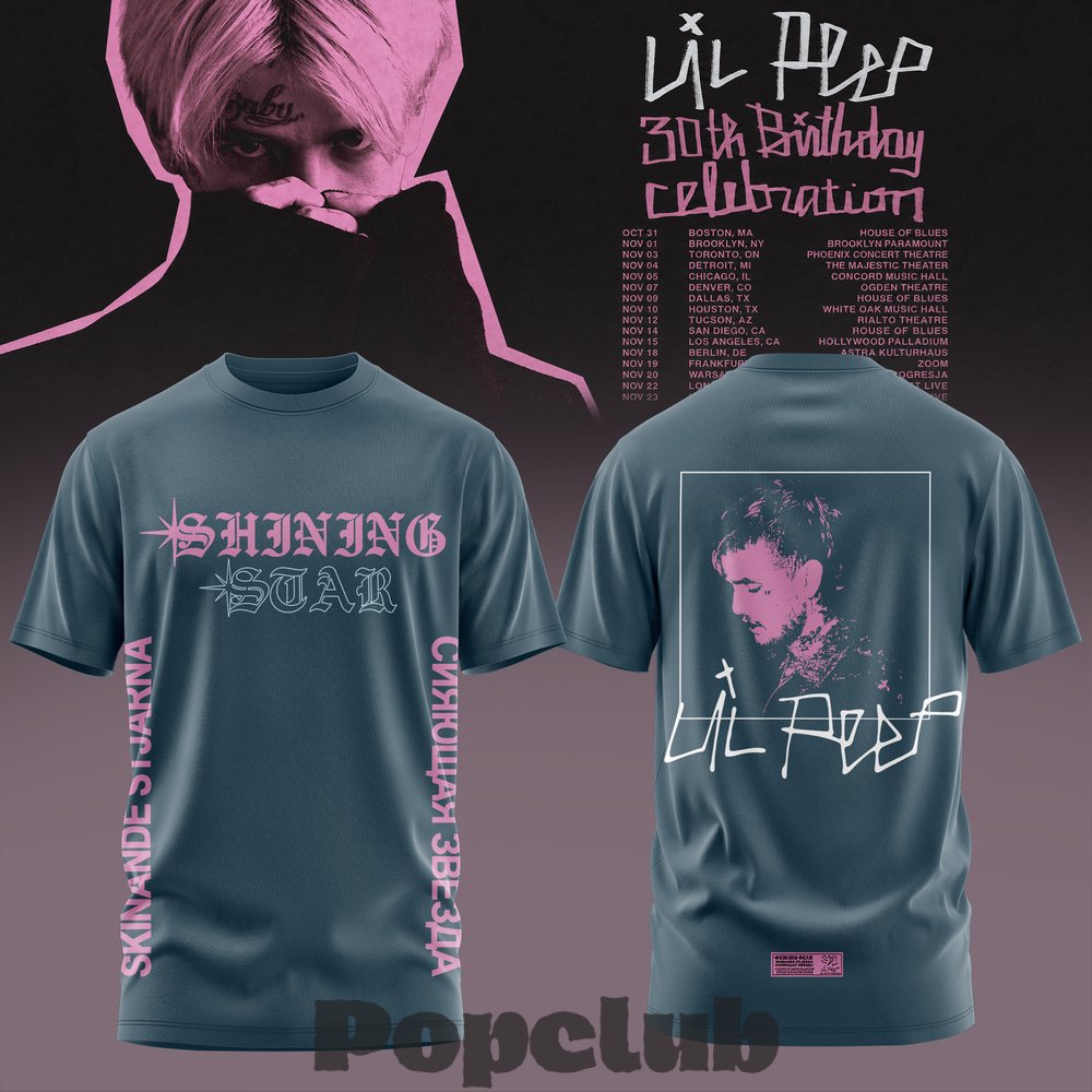 Lil Peep 30th Birthday Celebration 2026 Tour 3D T-Shirt Lil Peep 30th Birthday Celebration 2026 Tour 3D T-Shirt