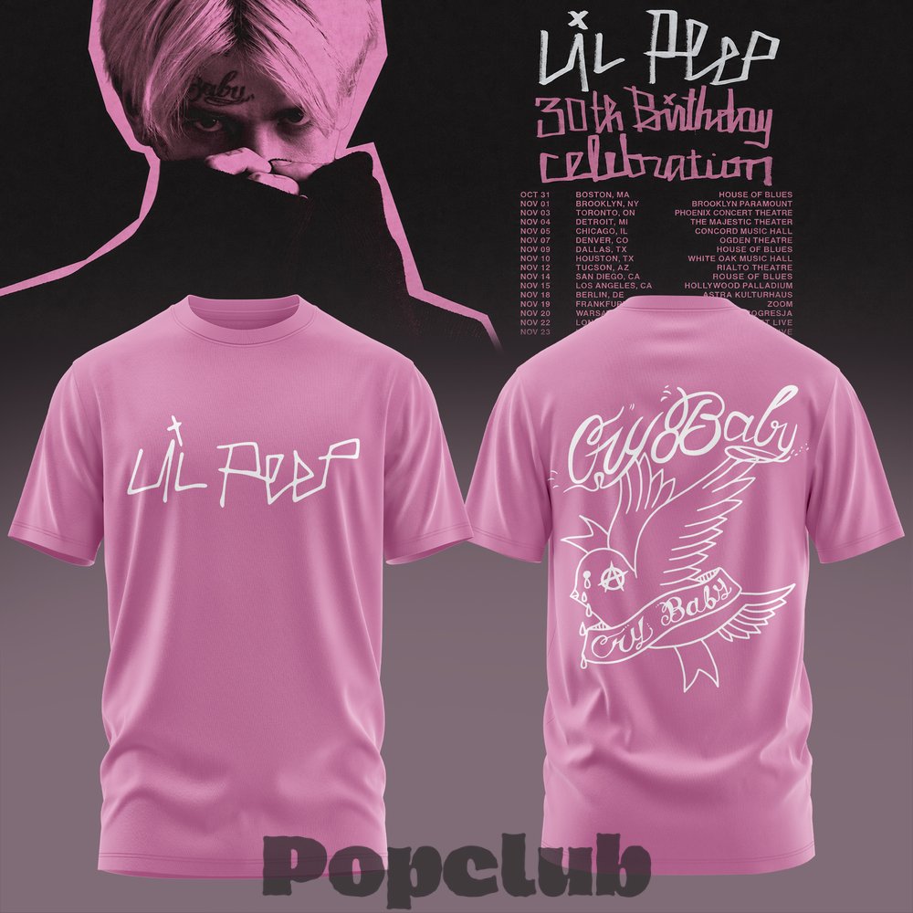 Lil Peep 30th Birthday Celebration 2026 Tour 3D T-Shirt Lil Peep 30th Birthday Celebration 2026 Tour 3D T-Shirt