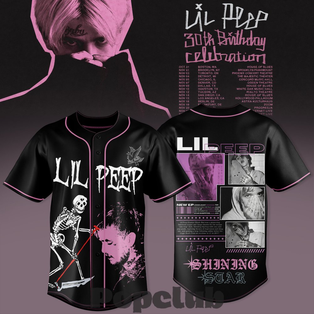 Lil Peep 30th Birthday Celebration 2026 Tour Special Baseball Jersey Lil Peep 30th Birthday Celebration 2026 Tour Special Baseball Jersey
