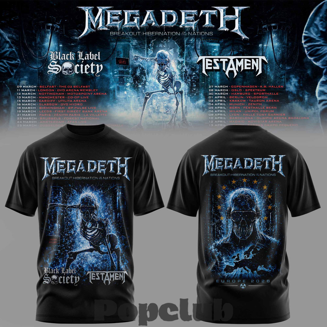 Megadeth Breakout Hibernation of the Nations Tour Premium Graphic T-Shirt Megadeth Breakout Hibernation of the Nations Tour Premium Graphic T-Shirt