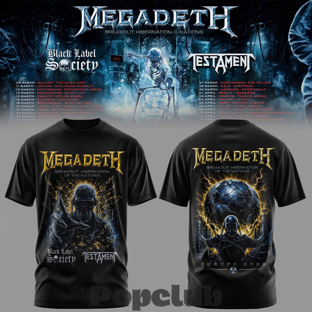 Megadeth Breakout Hibernation of the Nations Tour Premium Graphic T-Shirt Megadeth Breakout Hibernation of the Nations Tour Premium Graphic T-Shirt