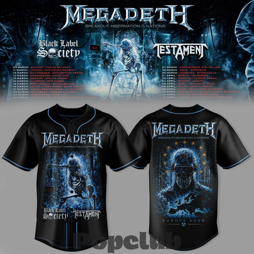 Megadeth Breakout Hibernation of the Nations Tour Special Baseball Jersey Megadeth Breakout Hibernation of the Nations Tour Special Baseball Jersey
