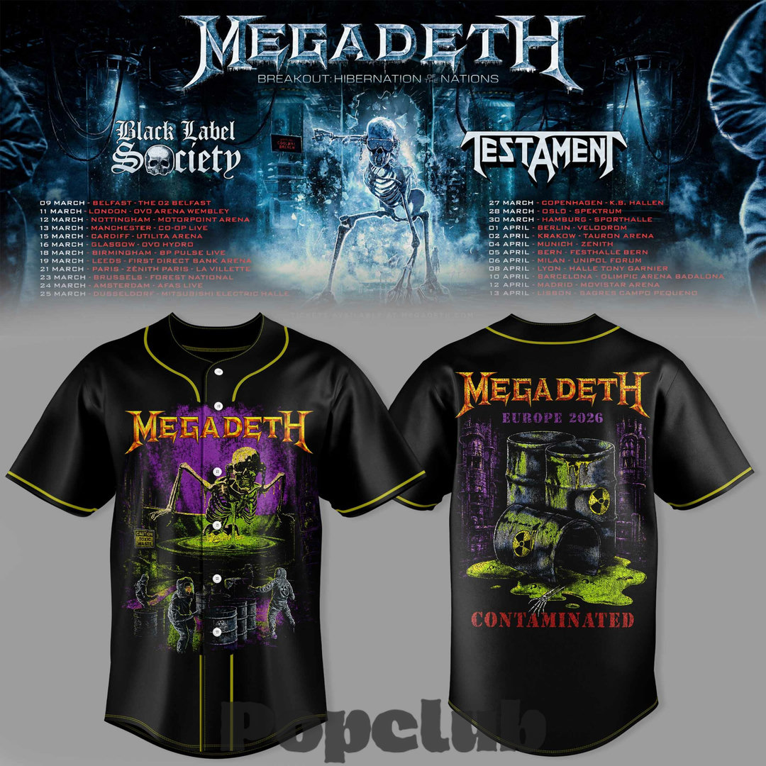Megadeth Breakout Hibernation of the Nations Tour Special Baseball Jersey Megadeth Breakout Hibernation of the Nations Tour Special Baseball Jersey