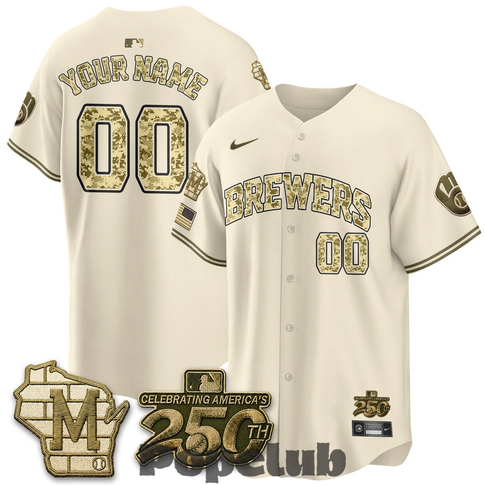 Milwaukee Brewers Salute to Service 2026 Custom Baseball Jersey Milwaukee Brewers Salute to Service 2026 Custom Baseball Jersey