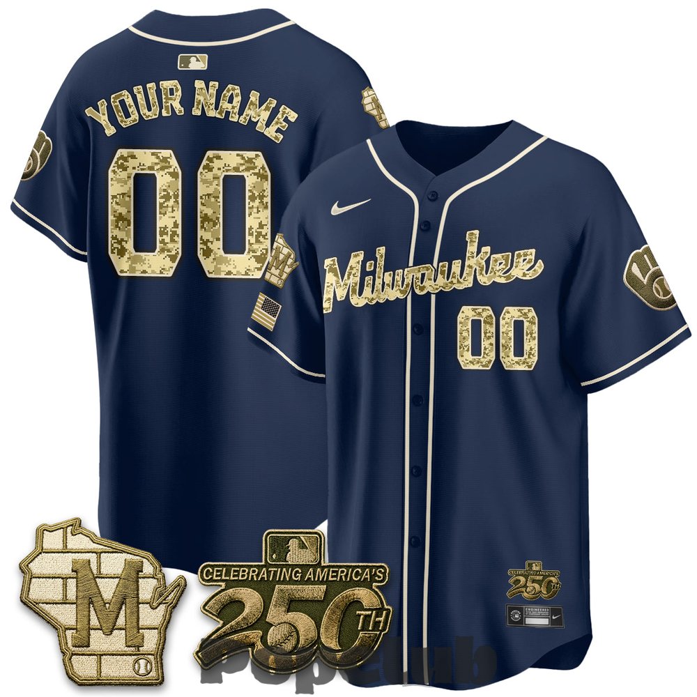 Milwaukee Brewers Salute to Service 2026 Custom Baseball Jersey Milwaukee Brewers Salute to Service 2026 Custom Baseball Jersey