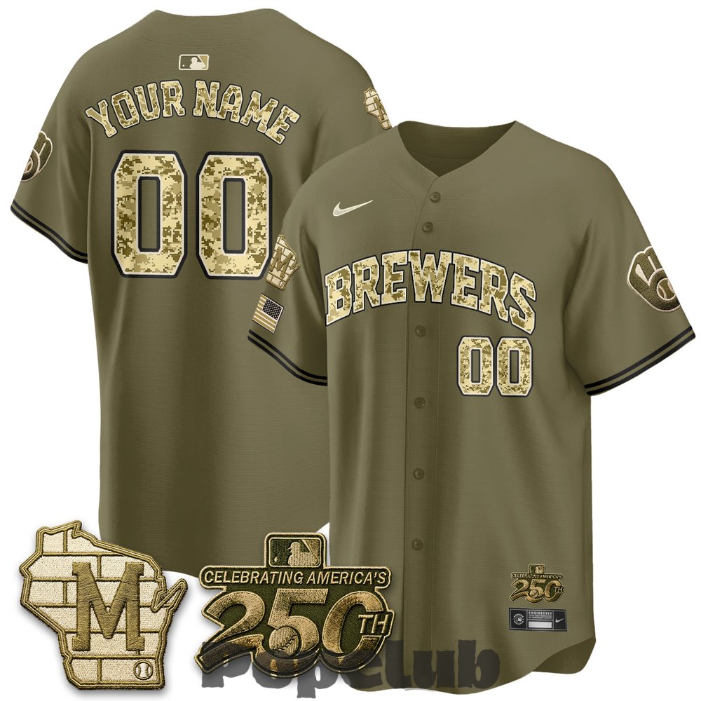 Milwaukee Brewers Salute to Service 2026 Custom Baseball Jersey Milwaukee Brewers Salute to Service 2026 Custom Baseball Jersey