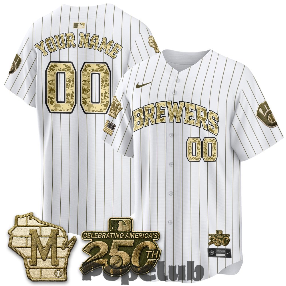 Milwaukee Brewers Salute to Service 2026 Custom Baseball Jersey Milwaukee Brewers Salute to Service 2026 Custom Baseball Jersey