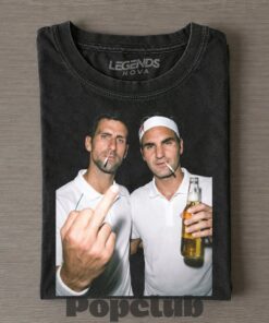 Novak Djokovic & Roger Federer 2026 Vintage Drunk Smoke Tee