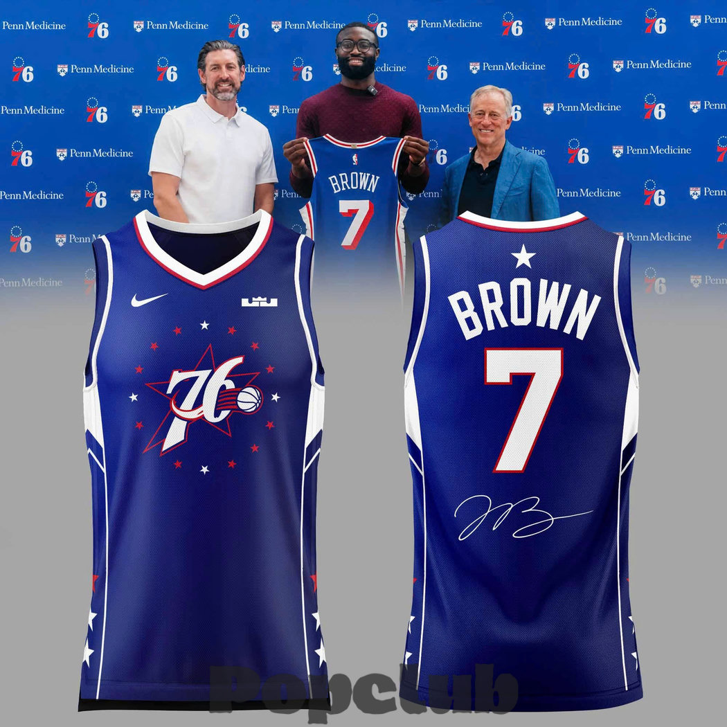 Philadelphia 76ers Jaylen Brown Signature Blue Basketball Jersey Philadelphia 76ers Jaylen Brown Signature Blue Basketball Jersey