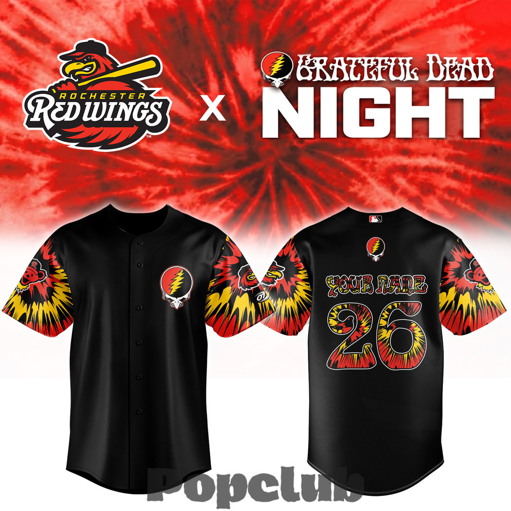 Rochester Red Wings x Grateful Dead Night Custom Baseball Jersey Rochester Red Wings x Grateful Dead Night Custom Baseball Jersey