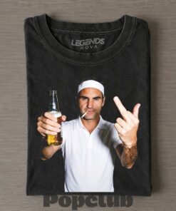 Roger Federer Legend 2026 Vintage Drunk Smoke Tee