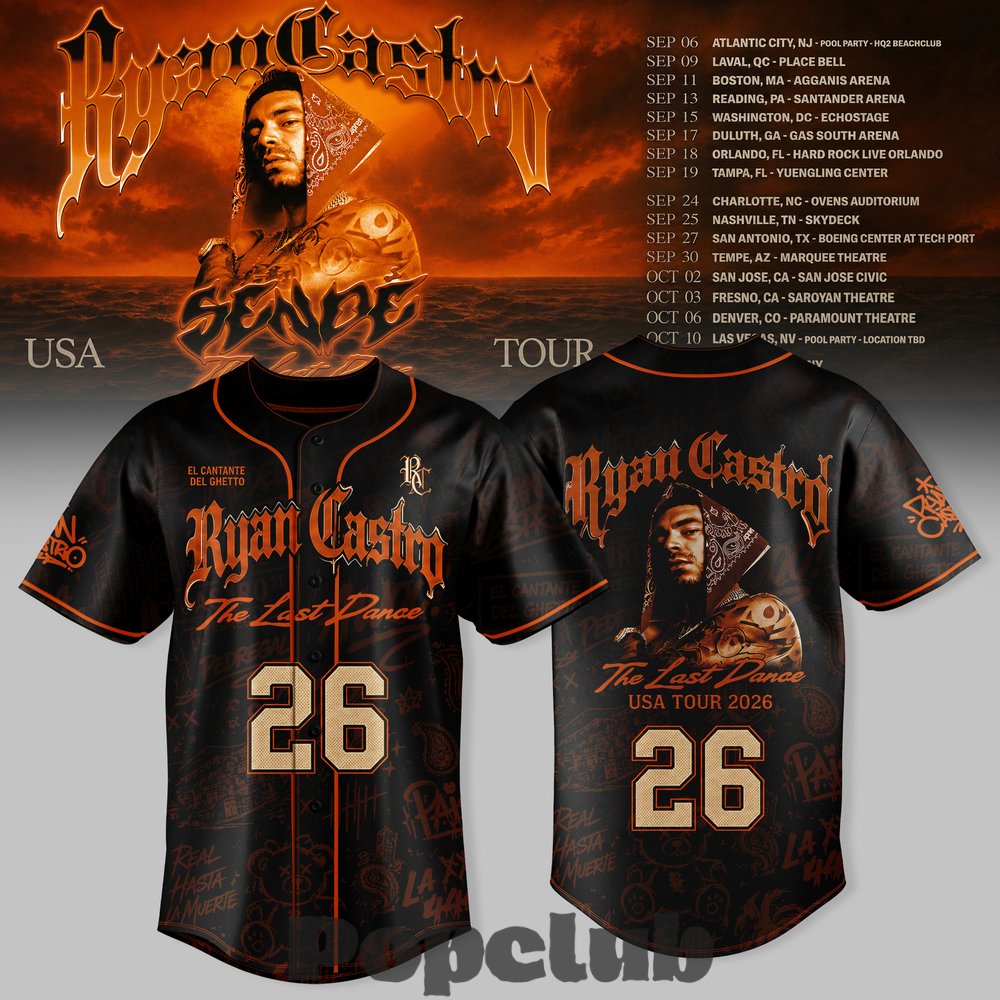 Ryan Castro The Last Dance USA Tour 2026 Baseball Jersey Ryan Castro The Last Dance USA Tour 2026 Baseball Jersey