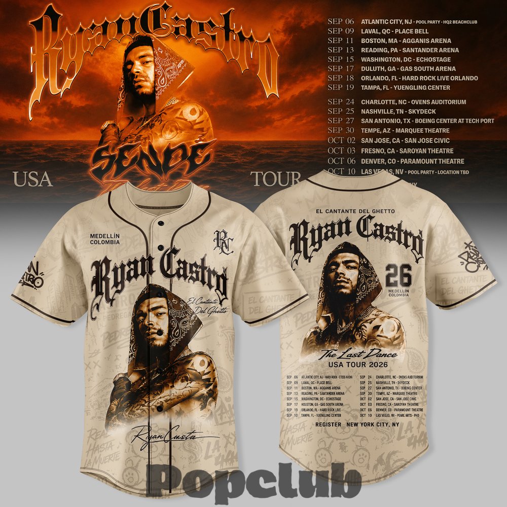 Ryan Castro The Last Dance USA Tour 2026 Baseball Jersey Ryan Castro The Last Dance USA Tour 2026 Baseball Jersey