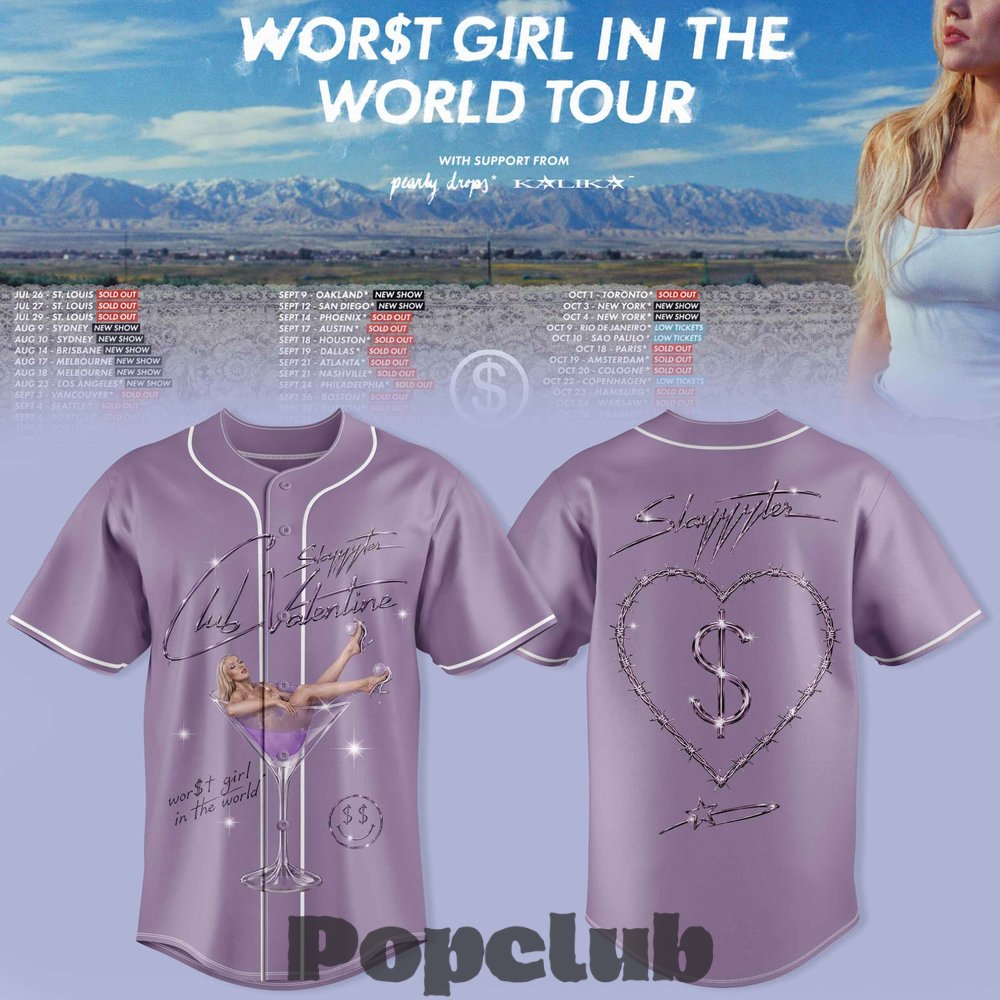 Slayyyter Wor$t Girl In The World Tour Special Baseball Jersey Slayyyter Wor$t Girl In The World Tour Special Baseball Jersey