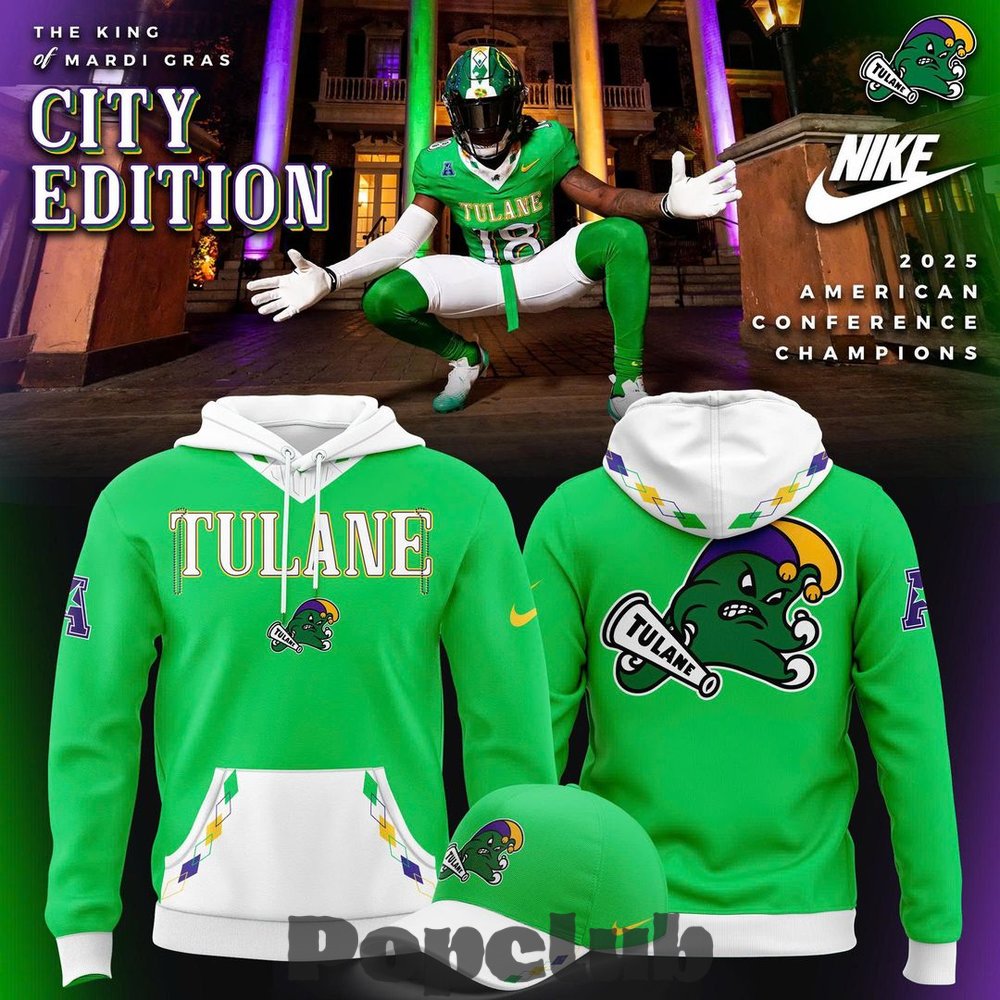Tulane Green Wave KING of Mardi Gras-2026 City Edition Hoodie Tulane Green Wave KING of Mardi Gras-2026 City Edition Hoodie