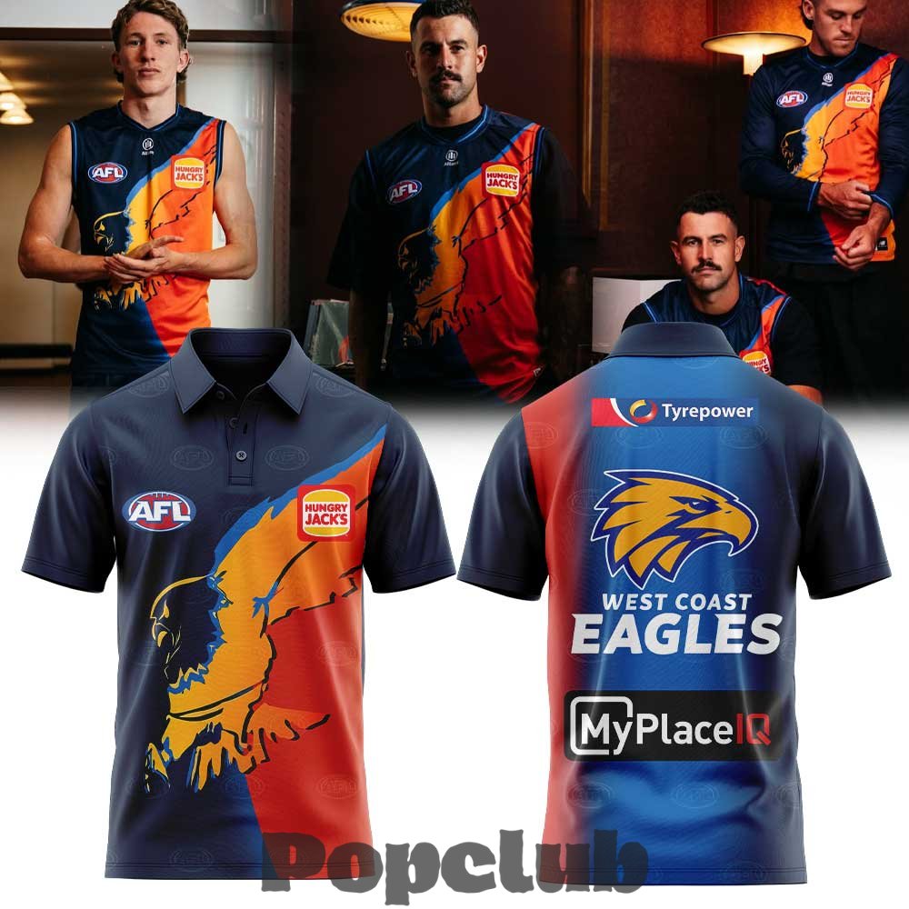 West Coast Eagles 2026 Gather Round Guernsey Special Polo Shirt West Coast Eagles 2026 Gather Round Guernsey Special Polo Shirt