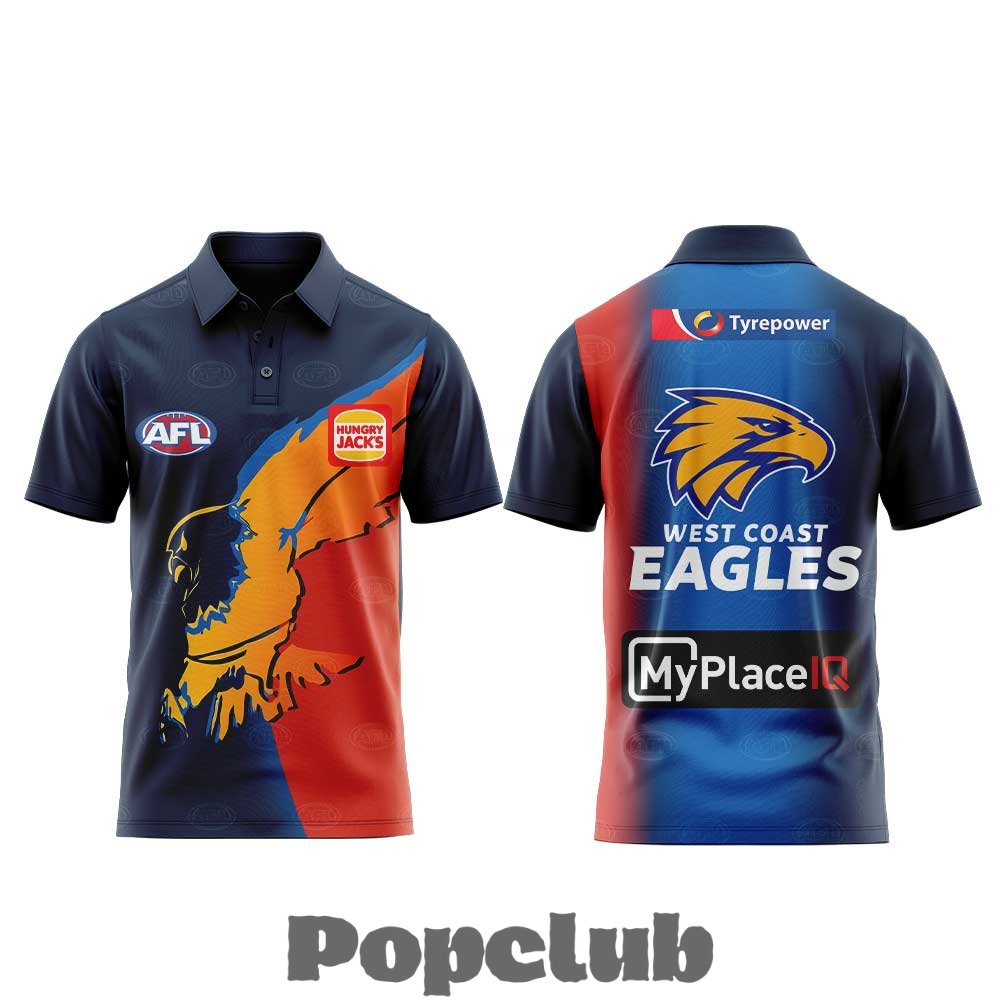 West Coast Eagles 2026 Gather Round Guernsey Special Polo Shirt West Coast Eagles 2026 Gather Round Guernsey Special Polo Shirt