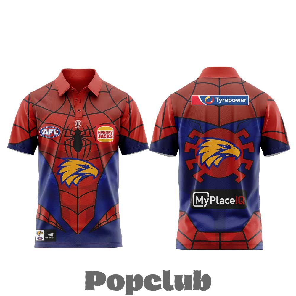 West Coast Eagles x Spider-Man 2026 Special Polo Shirt West Coast Eagles x Spider-Man 2026 Special Polo Shirt