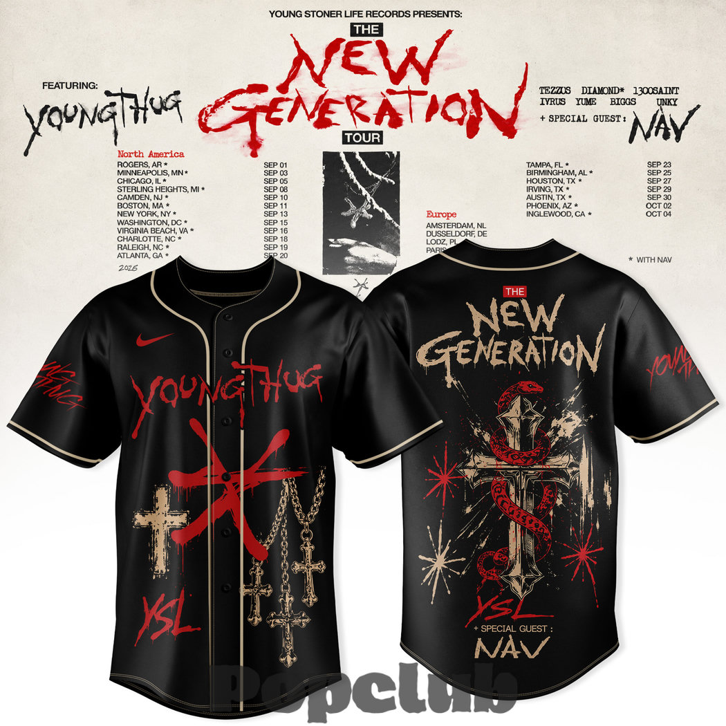 Young Thug The New Generation Tour 2026 Baseball Jersey Young Thug The New Generation Tour 2026 Baseball Jersey