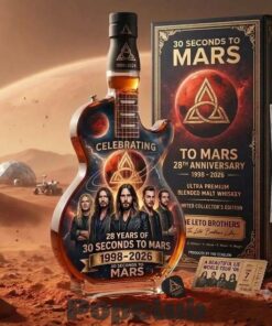 30 Seconds to Mars Rock Band 28th Anniversary Guitar-shaped Whiskey Bottle