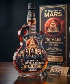 30 Seconds to Mars Rock Band 28th Anniversary Guitar-shaped Whiskey Bottle