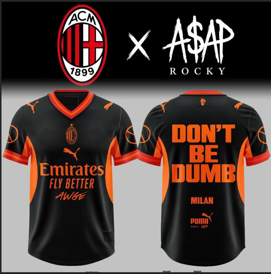 A$AP Rocky x AC Milan Don’t Be Dumb Football Jersey A$AP Rocky x AC Milan Don’t Be Dumb Football Jersey