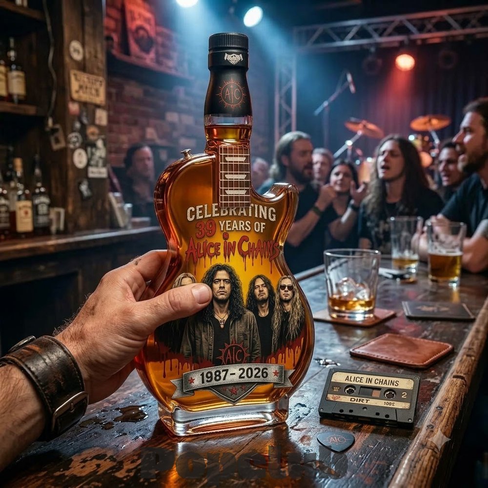 Alice in Chains 39th Anniversary 1987-2026 Guitar Whiskey Bottle Alice in Chains 39th Anniversary 1987-2026 Guitar Whiskey Bottle